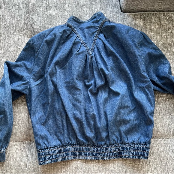 VTG Semplice Sport Denim Blue Jean Bomber Jacket - Picture 3 of 6